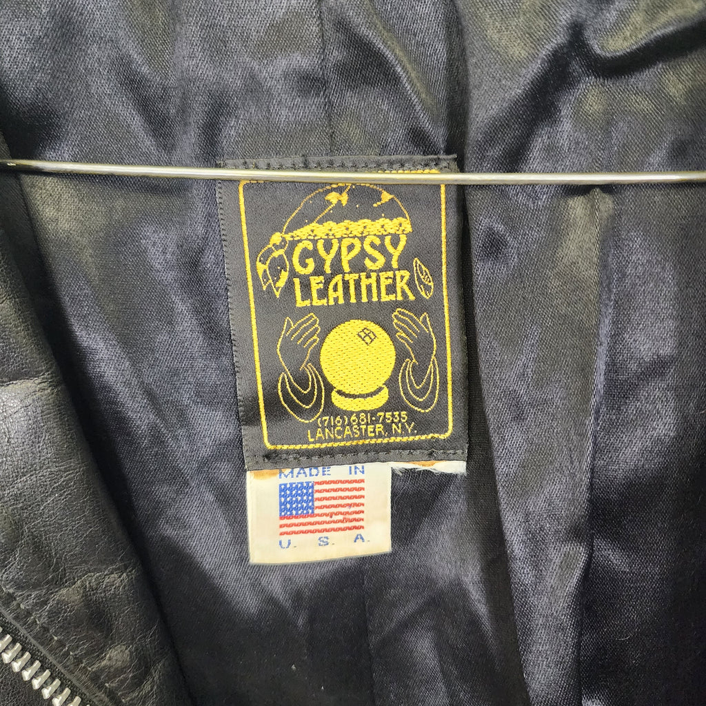 Biker Leather Jacket w/ Fringes Made In USA Vintage 1990s - Medium