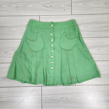 Vintage 1970s Pleated Cotton Skirt - Small