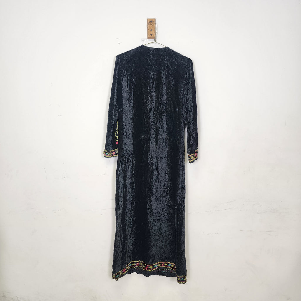 Long Velvet Tunic w/ Embroideries Vintage 1980s