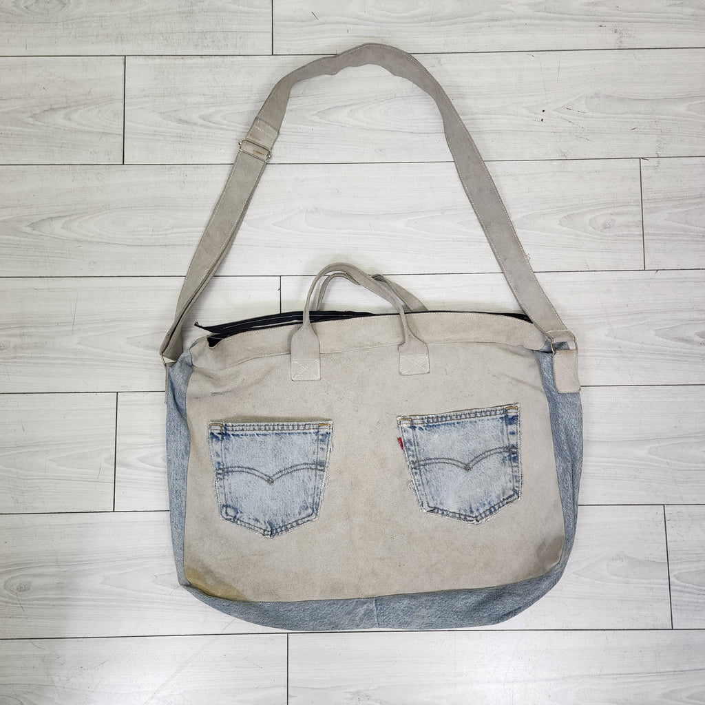 Upcycled Levi's & Hard Rock Cafe Suede and Denim Bag Vintage