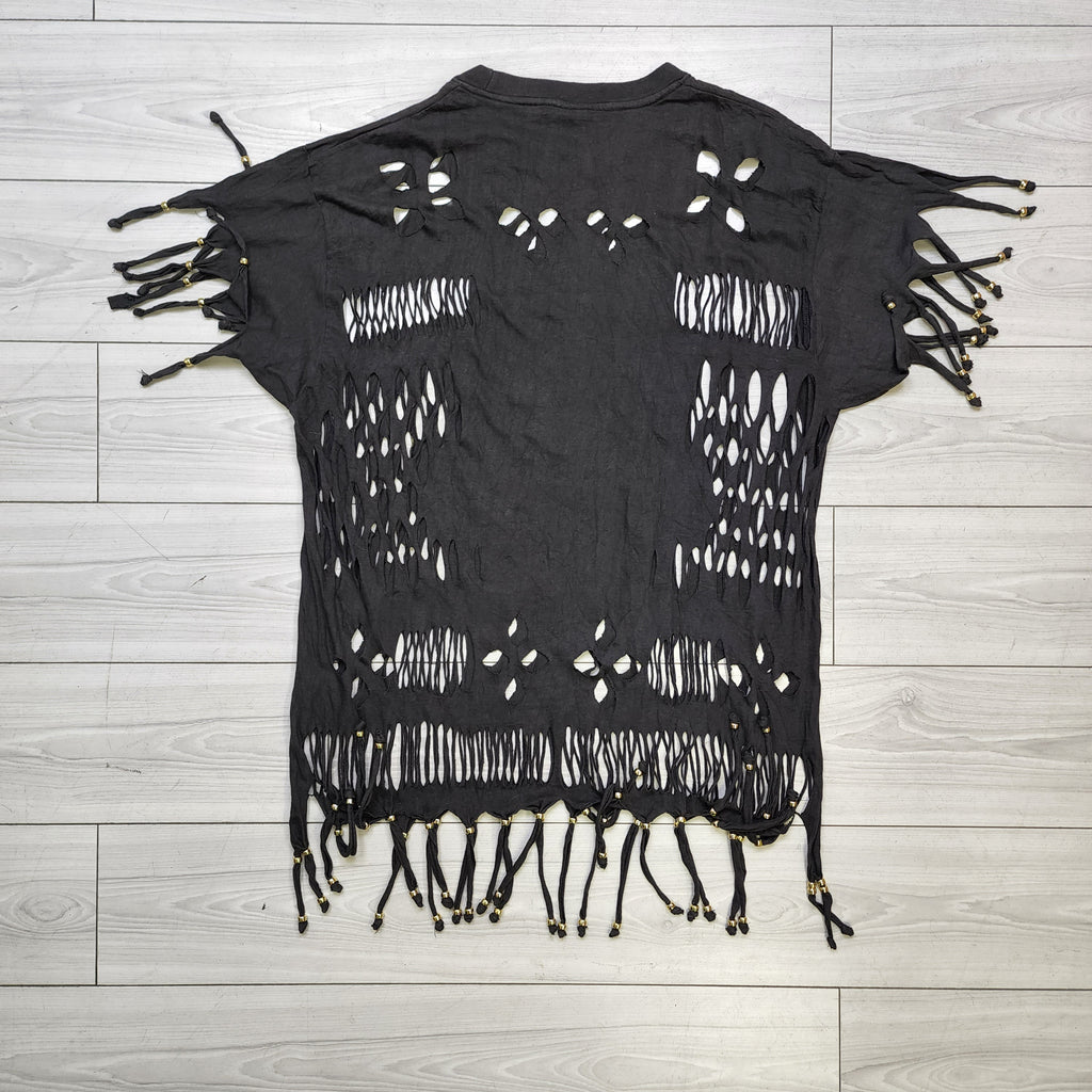 Vintage T Shirt With Fringes & Beads