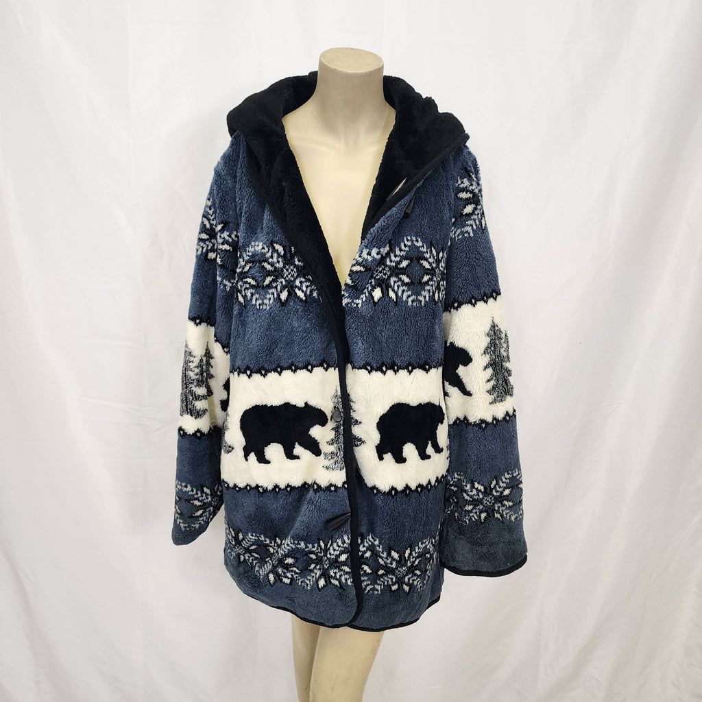 Nordic Lights Reversible Hooded Fleece Vintage Jacket
