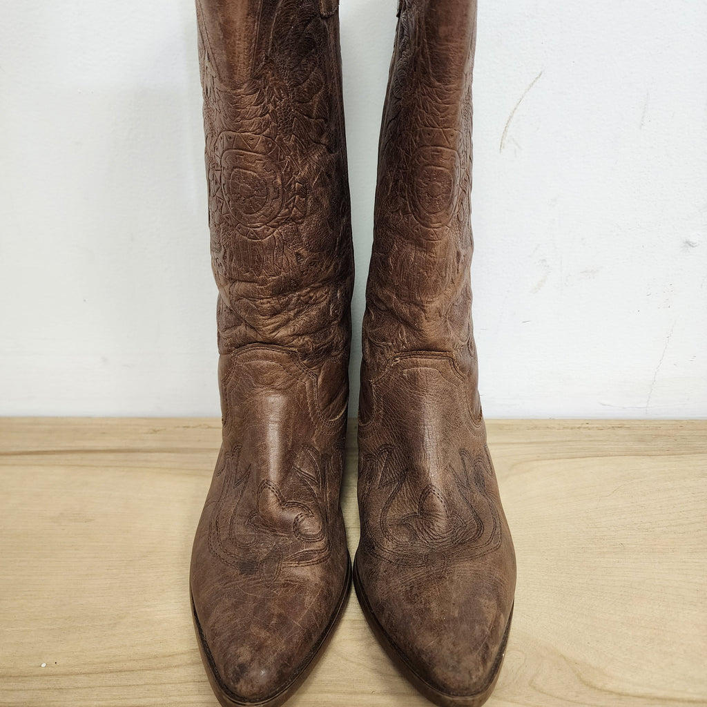 Leather Cowboy Boots Made In Spain Vintage 1980s