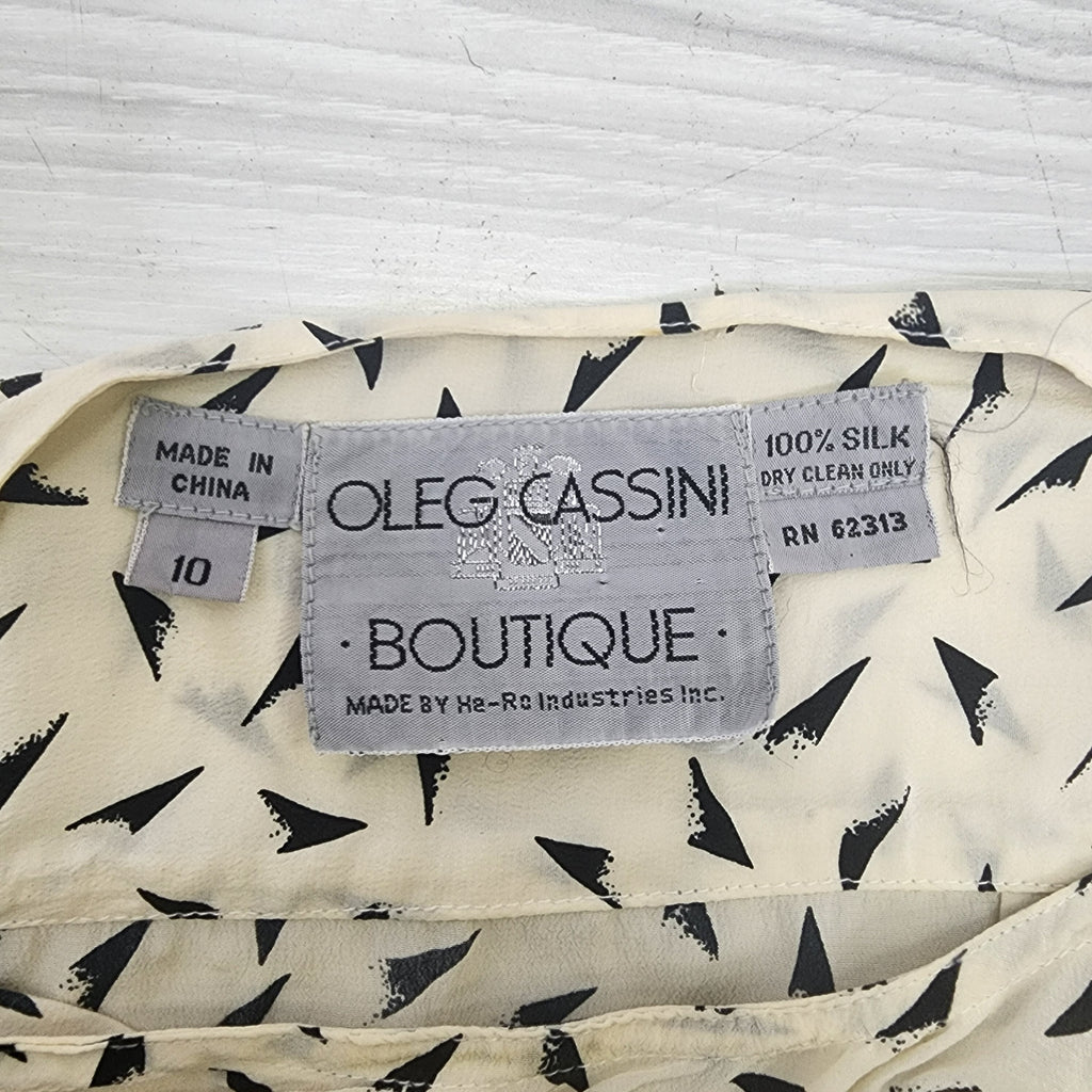 Oleg Cassini Boutique 100% Silk Long Sleeve Top Vintage 1980s