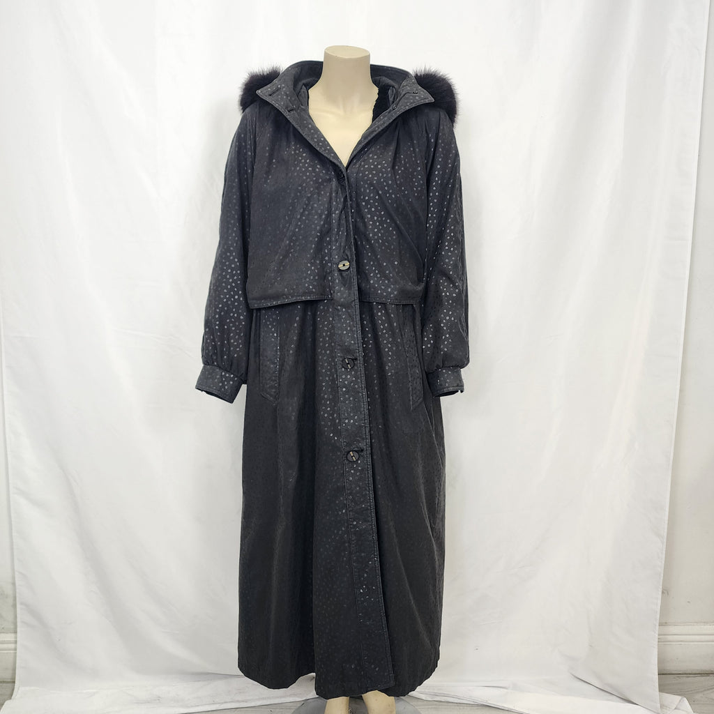 Nina Ricci Hooded Coat Jacket with Fur Lining Vintage 1980s
