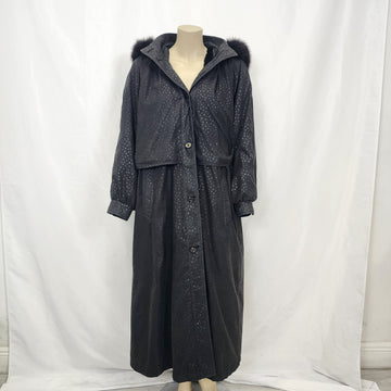 Nina Ricci Hooded Coat Jacket with Fur Lining Vintage 1980s