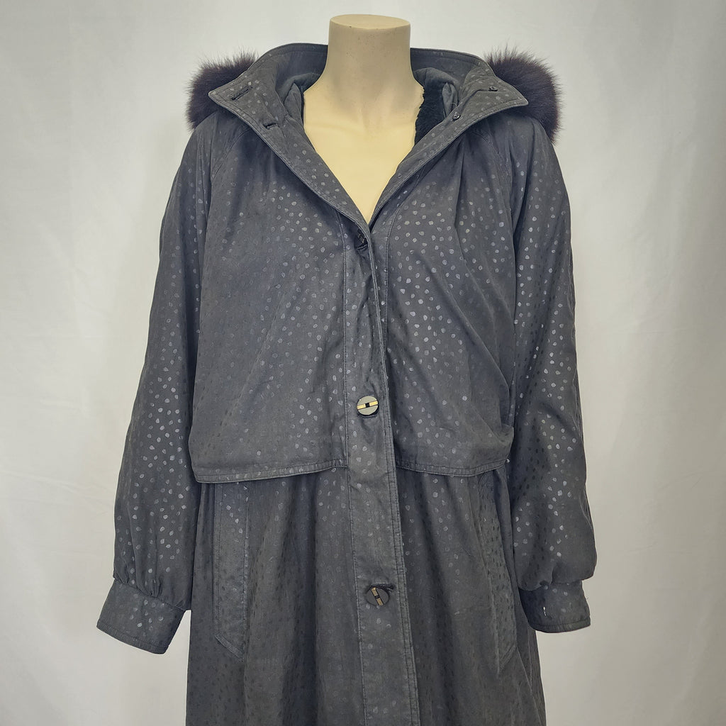 Nina Ricci Hooded Coat Jacket with Fur Lining Vintage 1980s