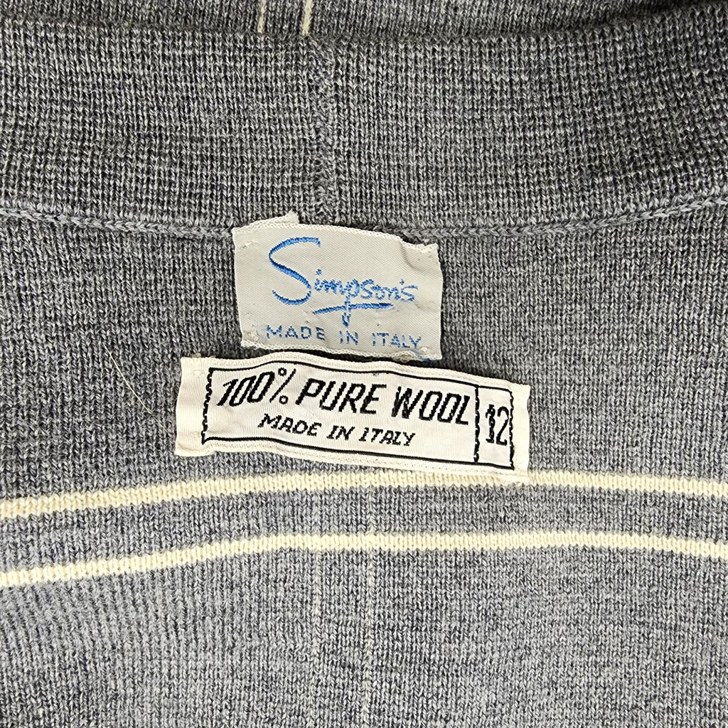 Simpson's Made In Italy 100% Pure Wool Vintage 1960s Cardigan