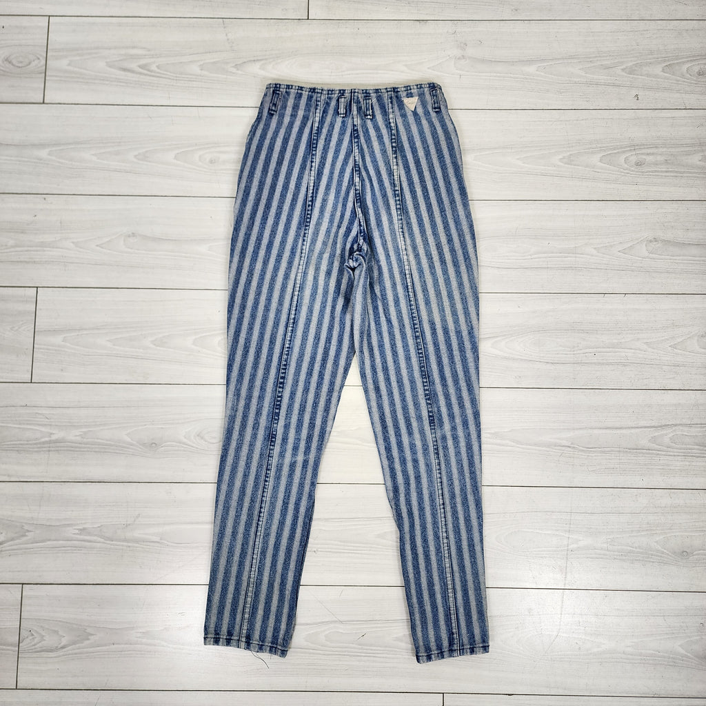 Traffic Vintage 1980s High Waist Denim Striped Pants