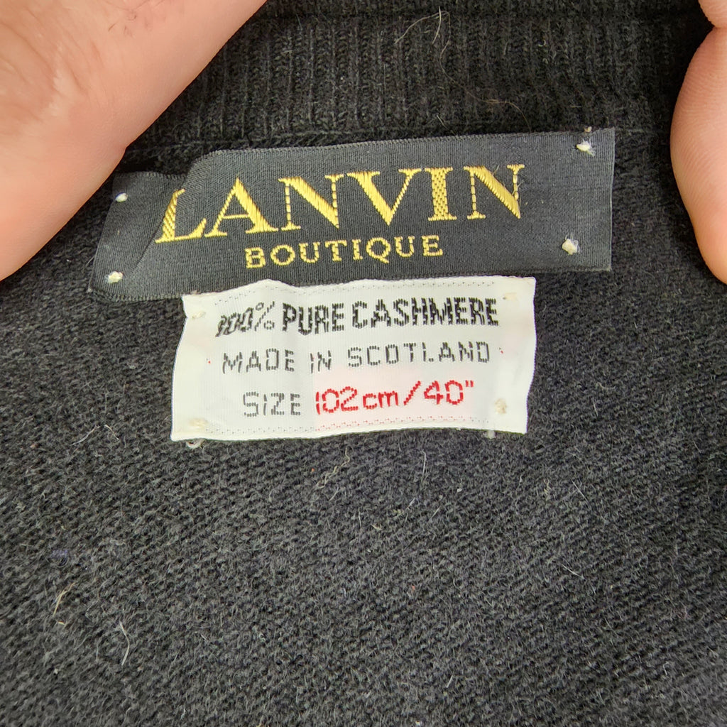 Lanvin Boutique 100% Pure Cashmere Made In Scotland Vintage 1970s V Neck Sweater