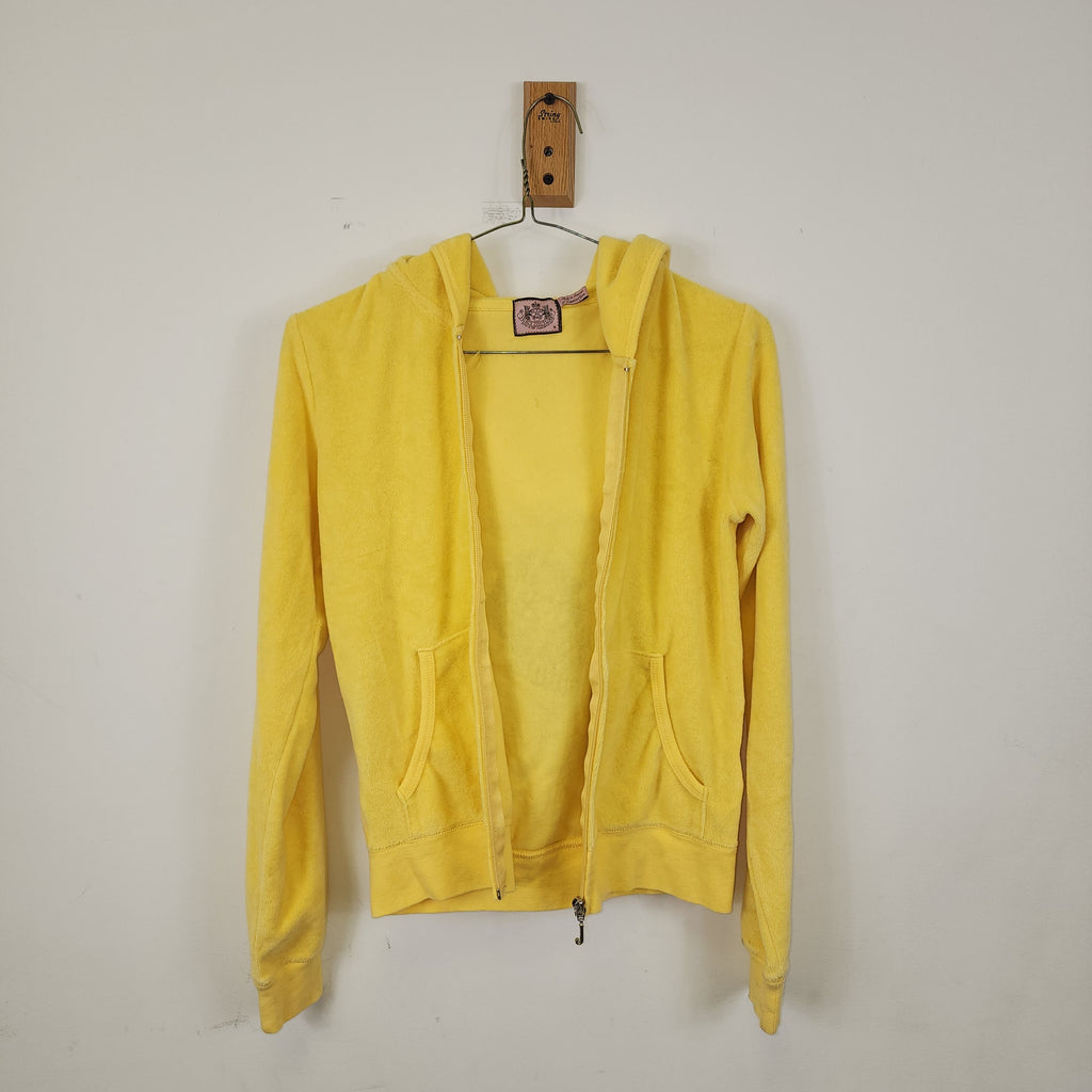 Juicy Couture Made In USA Vintage Y2K Yellow Graphic Printed Cardigan