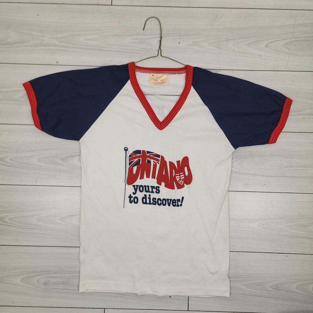Ruff Rags Ontario 50/50 Polyester Cotton Vintage 1980s Graphic Printed Tee Shirt