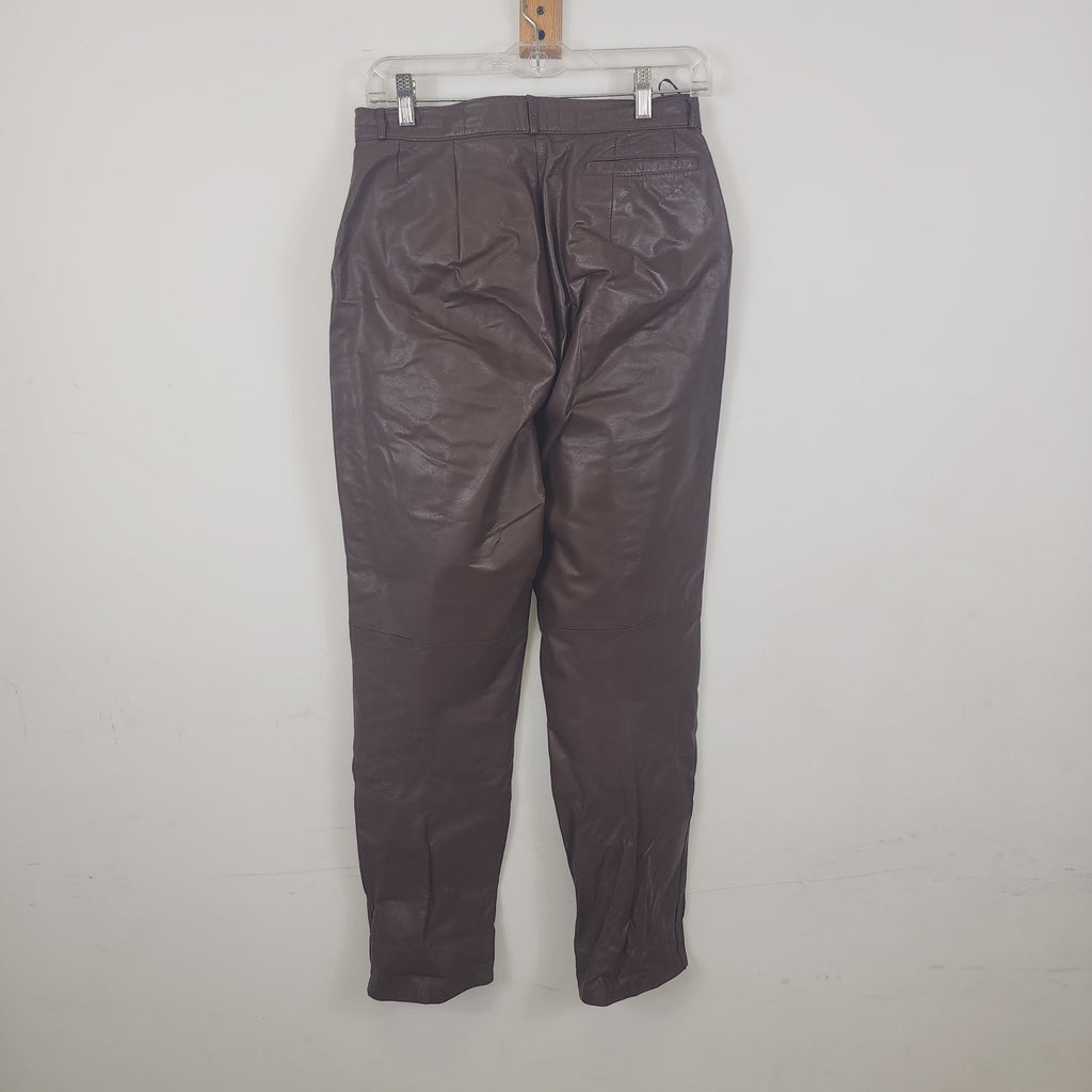 Pia Rucci Vintage 1990s Pleated Brown Leather Pants