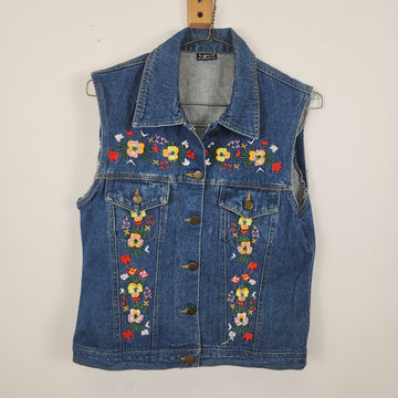 Cejon Vintage Y2K Denim Embroidered Vest