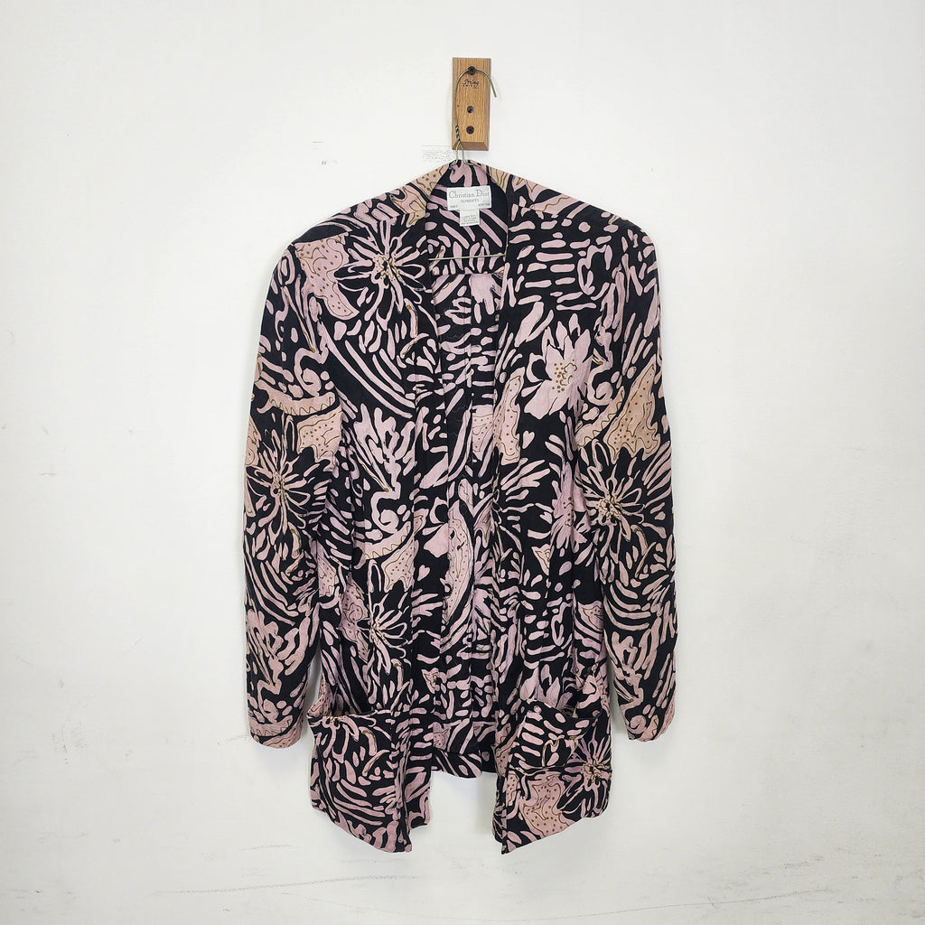 Christian Dior Silk Blazer Vintage Black & Pink