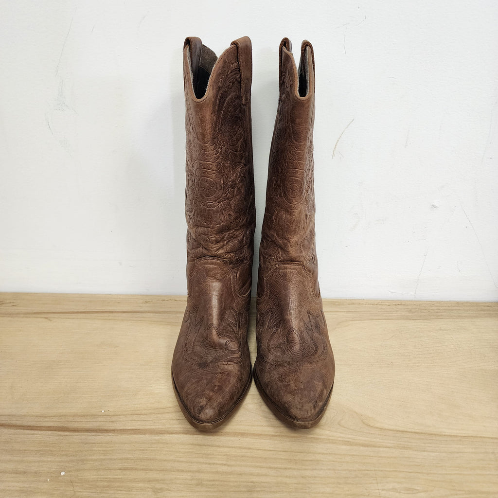 Leather Cowboy Boots Made In Spain Vintage 1980s
