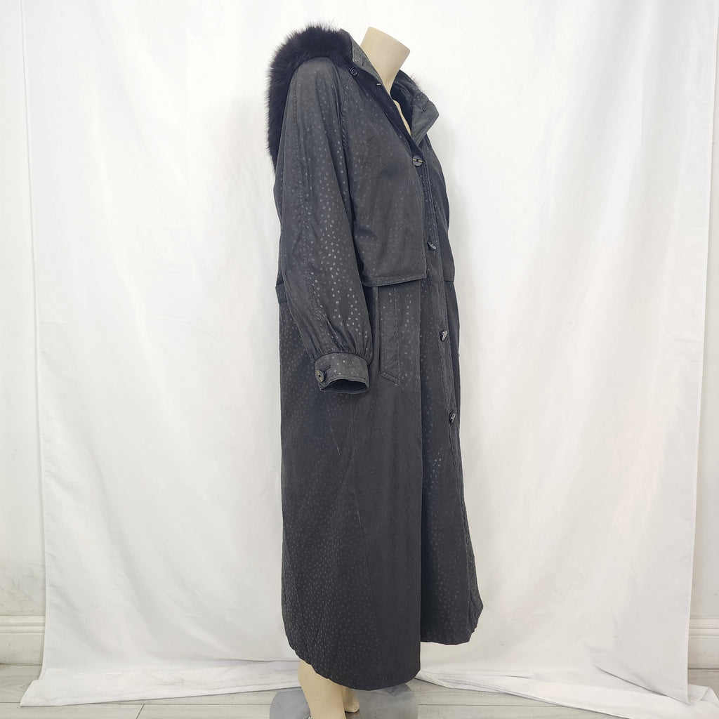 Nina Ricci Hooded Coat Jacket with Fur Lining Vintage 1980s
