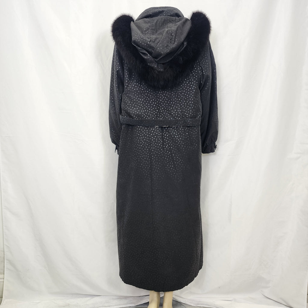 Nina Ricci Hooded Coat Jacket with Fur Lining Vintage 1980s