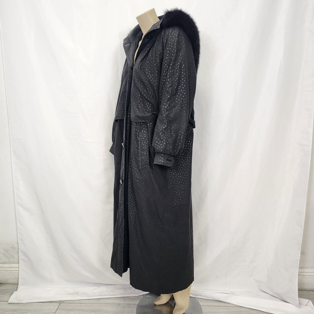 Nina Ricci Hooded Coat Jacket with Fur Lining Vintage 1980s