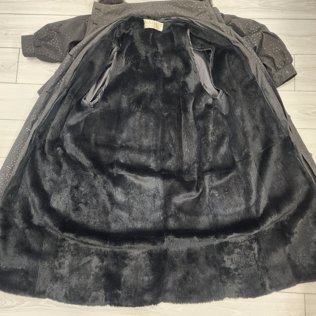 Nina Ricci Hooded Coat Jacket with Fur Lining Vintage 1980s