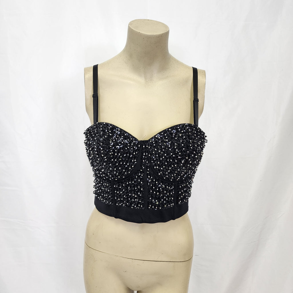 G&B Vintage Beaded Sequins Corset Bra