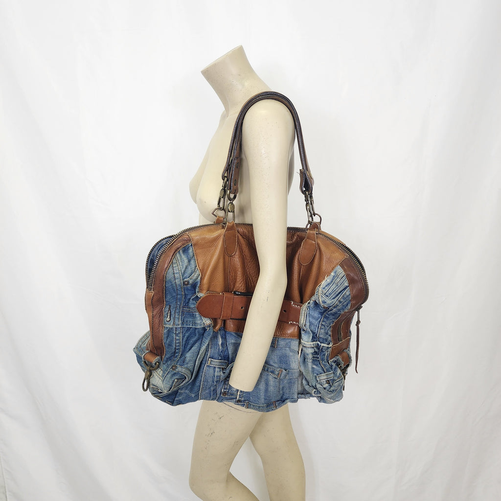Handmade Denim & Leather Vintage Purse
