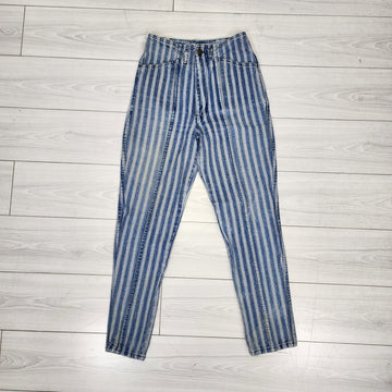 Traffic Vintage 1980s High Waist Denim Striped Pants
