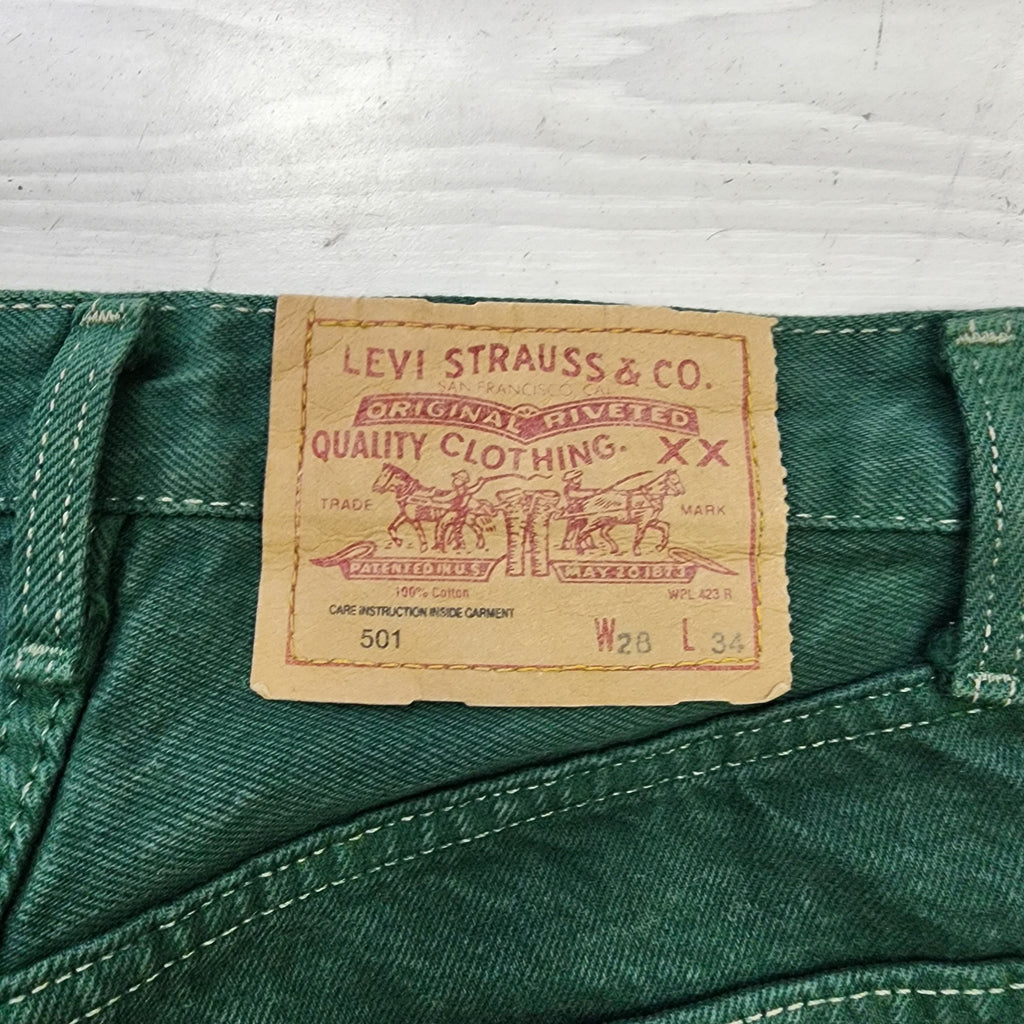 Levi's 501 Made In USA Green Denim Jean Pants