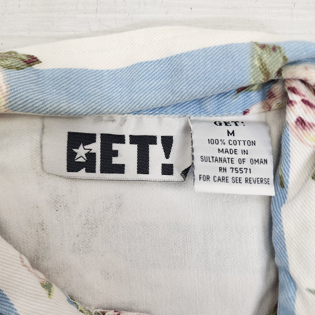 Denim Striped Vest with Flower Print Vintage 1990s