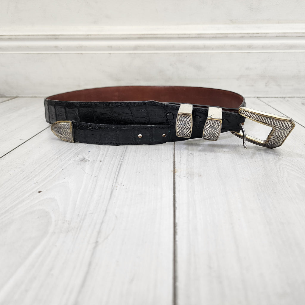 Reptilia Made In USA Genuine Leather Vintage 1990s Size 34 Belt