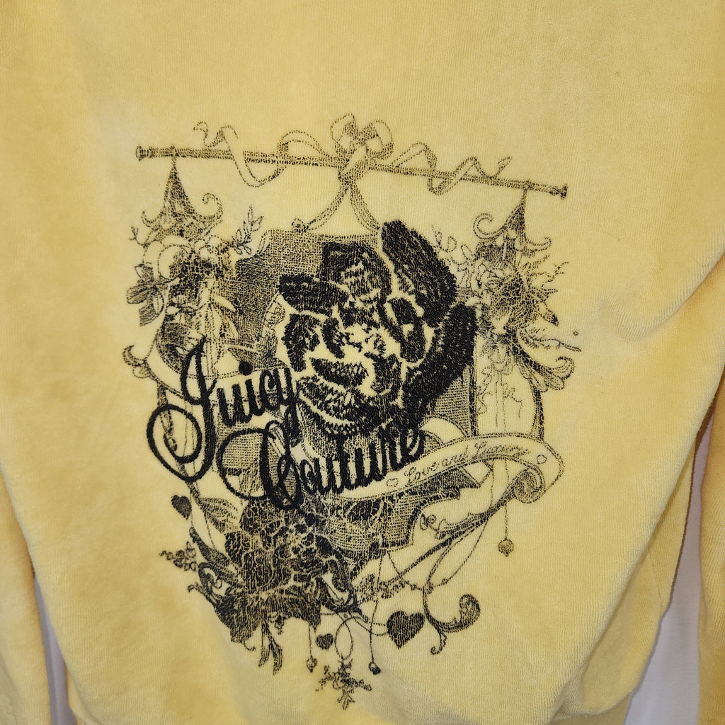 Juicy Couture Made In USA Vintage Y2K Yellow Graphic Printed Cardigan