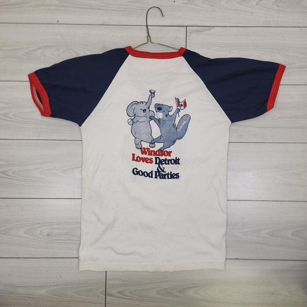 Ruff Rags Ontario 50/50 Polyester Cotton Vintage 1980s Graphic Printed Tee Shirt