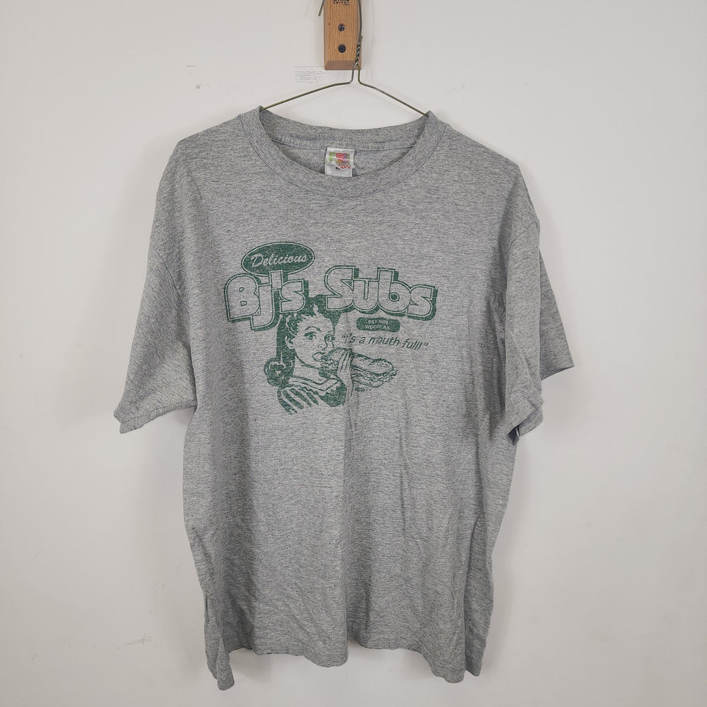 Fruit of the Loom Vintage Y2K Funny Printed Graphic Tee Shirt Size Large