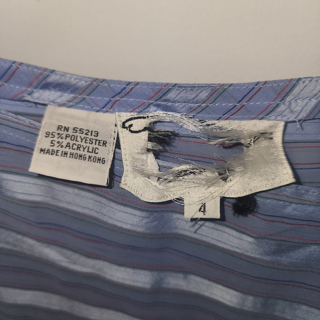 Oscar De La Renta Vintage Y2K Long Sleeve Stripped Blue Top