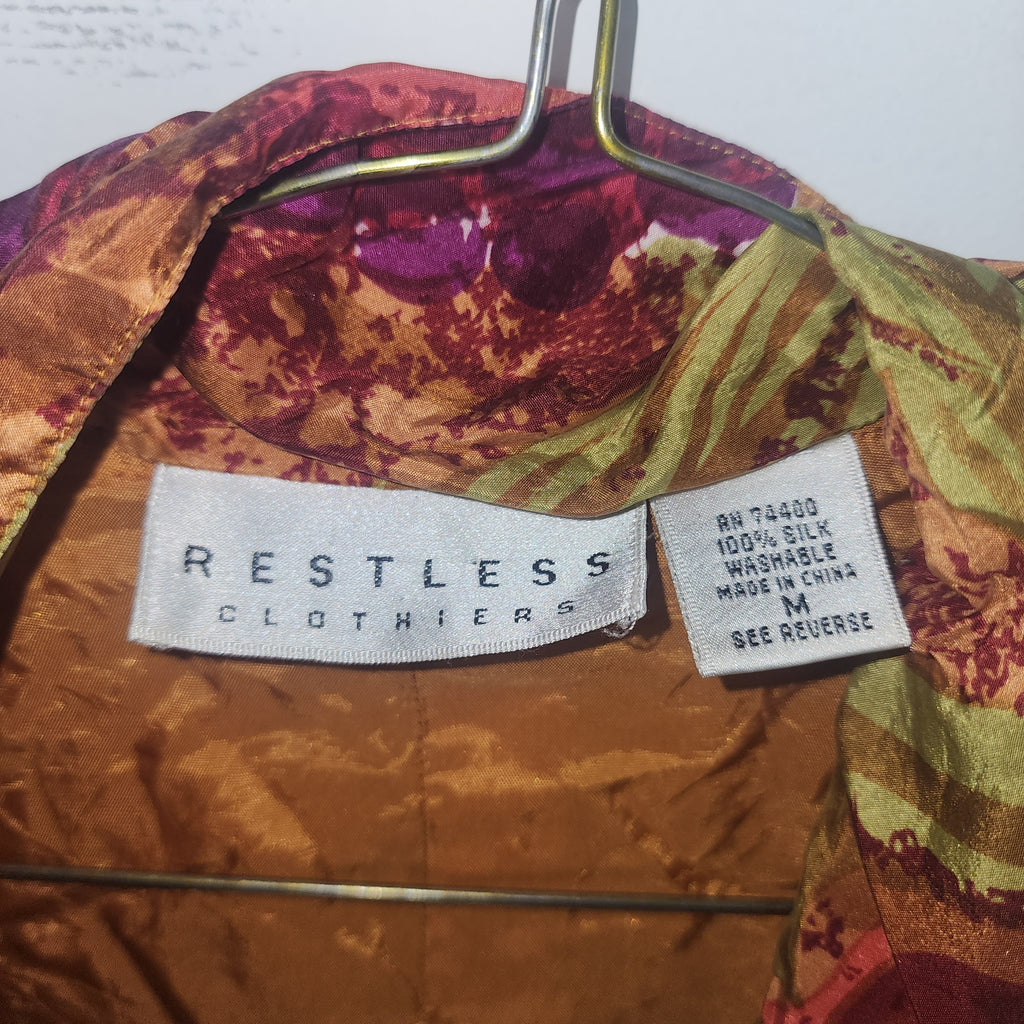Restless 100% Silk Vintage 90s Blazer Size Medium