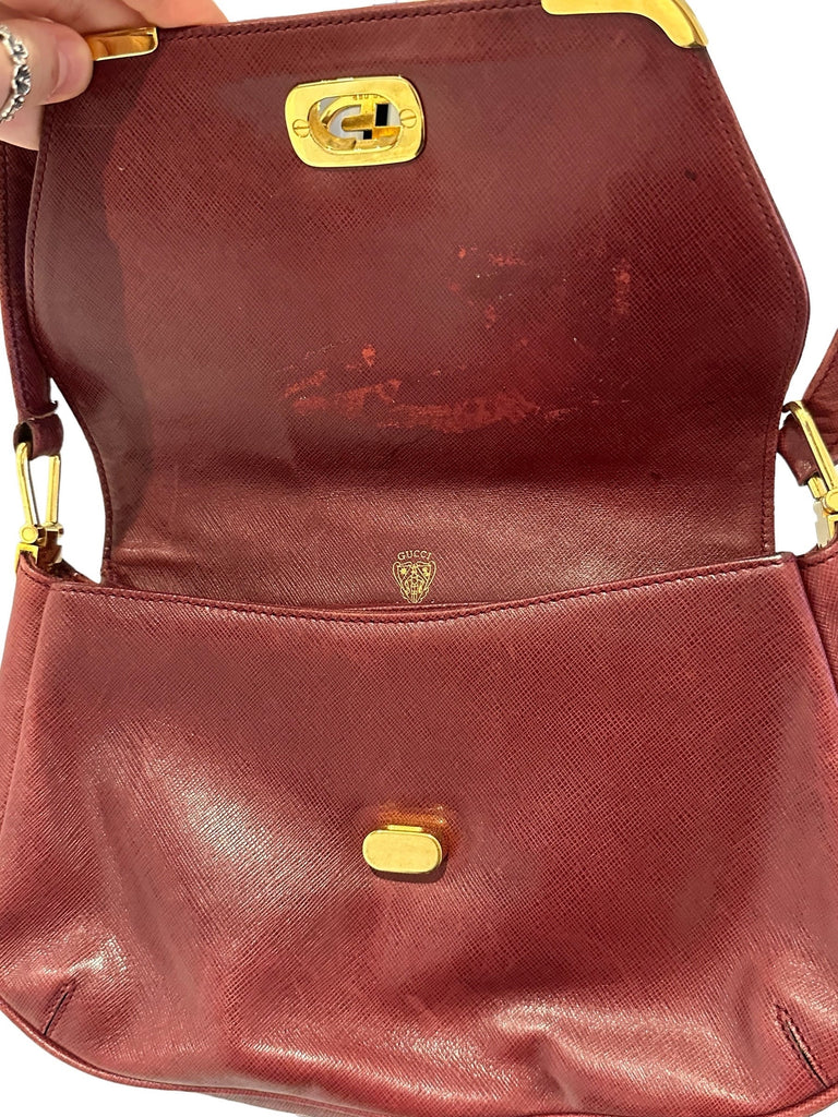 Gucci Vintage 1990s Leather Purse Burgundy
