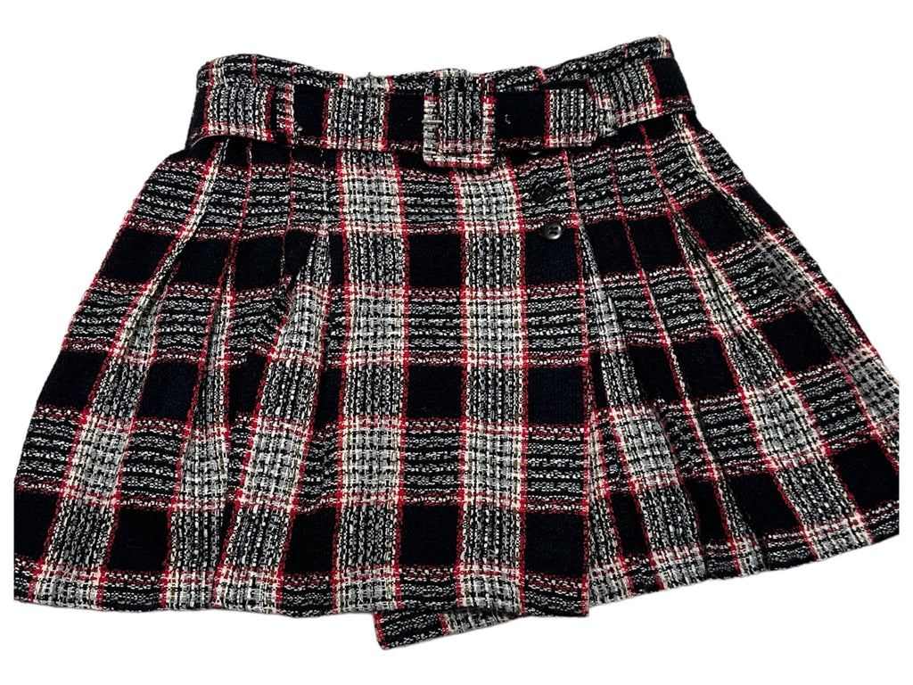 Vintage 2000s Acrylic Plaid Skirt with Belt