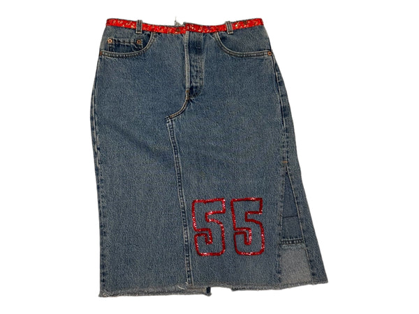 2000s Levi Denim Skirt with Red Sequins