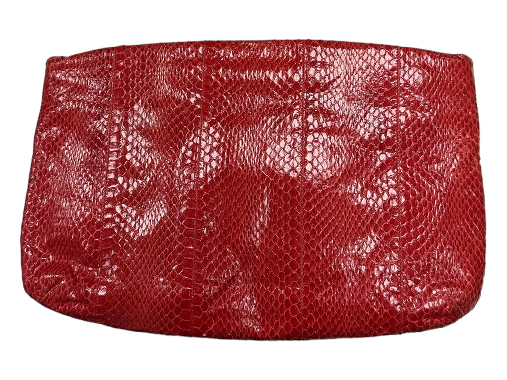 Clemente Snakeskin Red Clutch 1990s