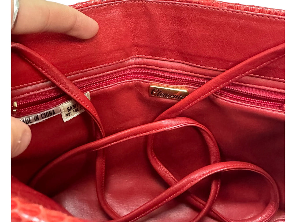 Clemente Snakeskin Red Clutch 1990s