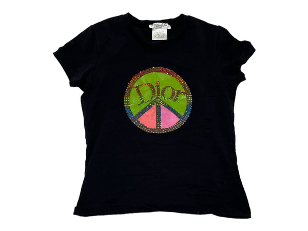 2000s Dior T-Shirt Crystal Peace Sign