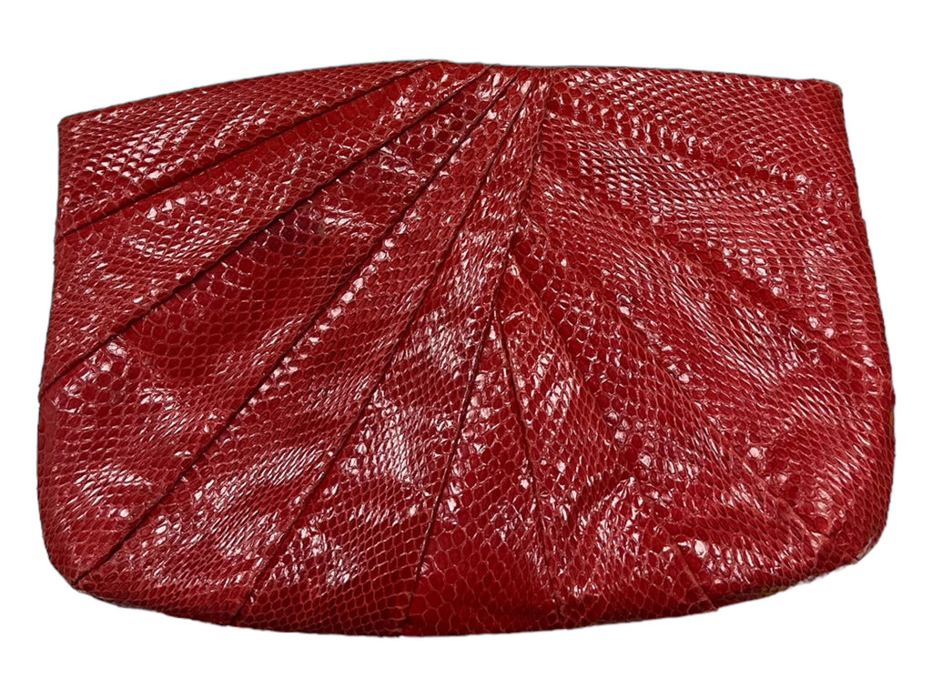 Clemente Snakeskin Red Clutch 1990s