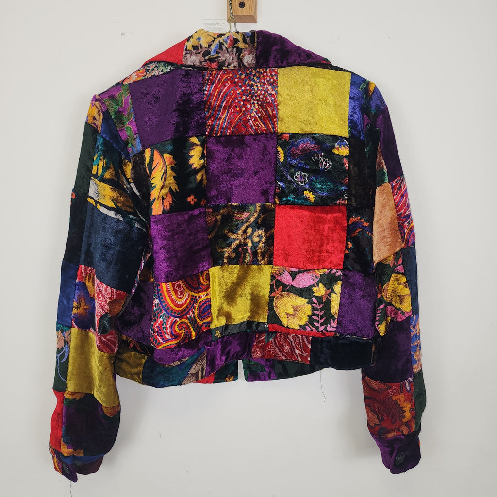 2000s Short Blazer Patchwork Velvet