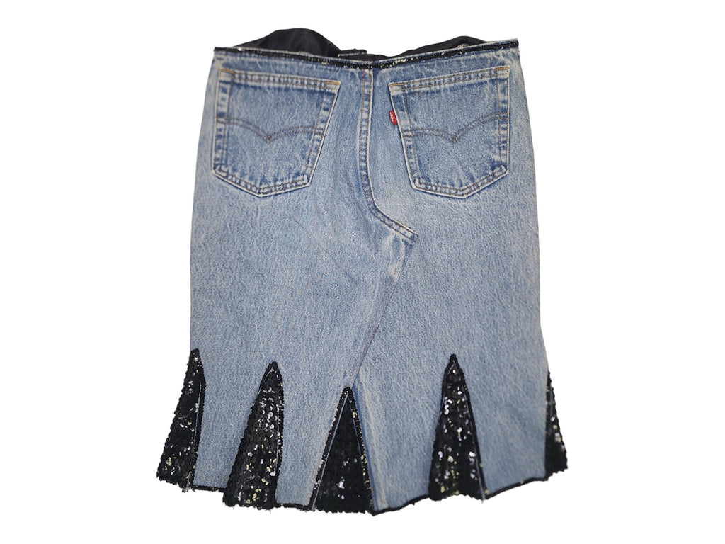 2000s Levi Customised Denim Skirt Sequins