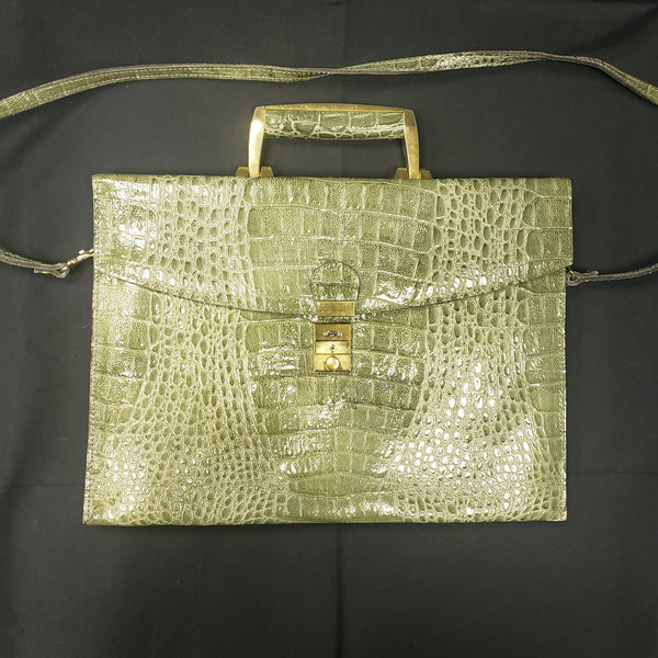 1990s Green Handbag Fake Crocodile